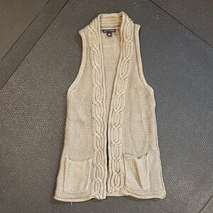Banana Republic Light Green Cable Knit Cardigan Vest